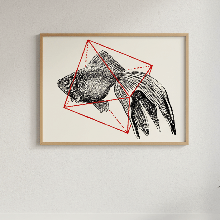 Fish in Geometrics - Goldfish by Florent Bodart wall - art - picture - poster