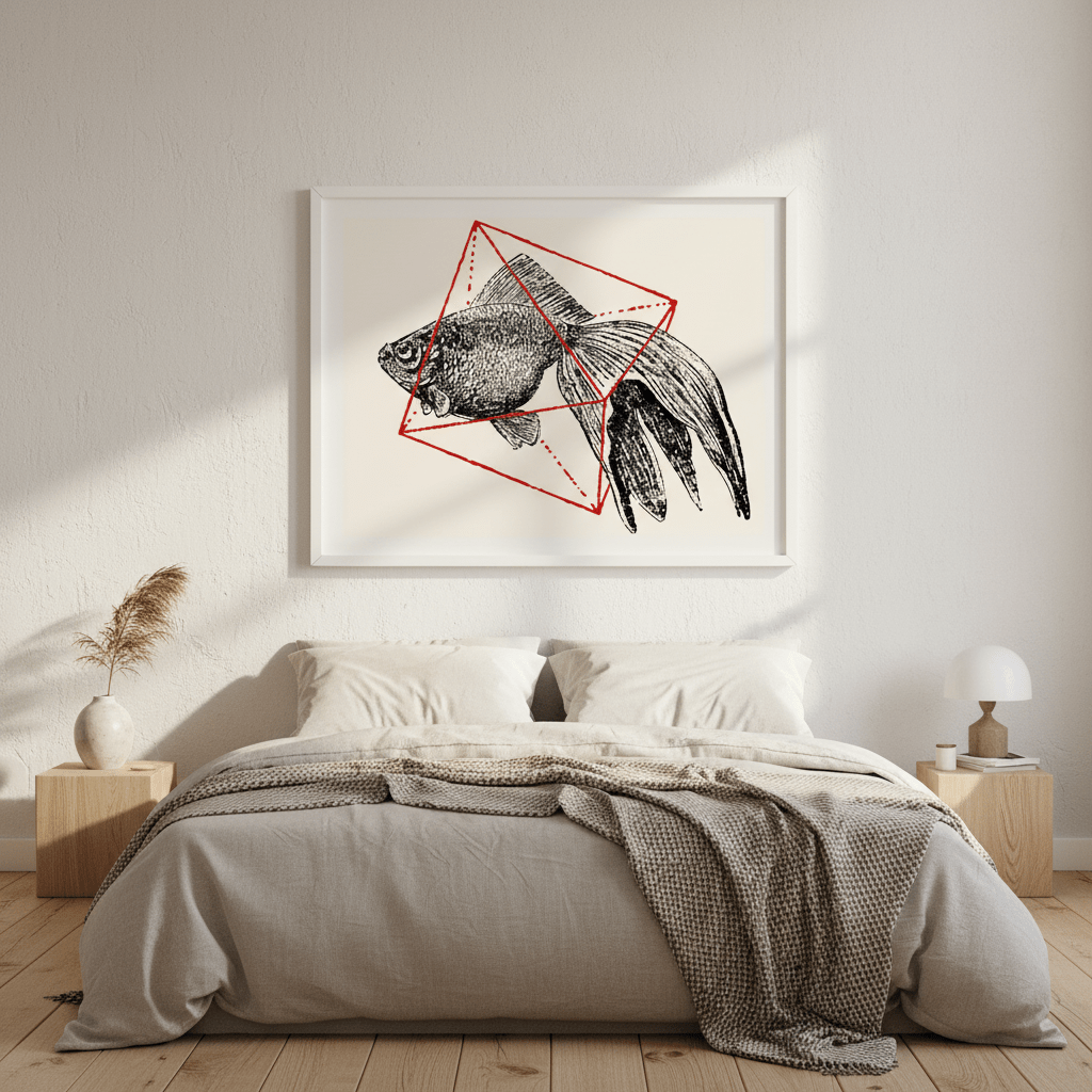Fish in Geometrics - Goldfish by Florent Bodart wall - art - picture - poster