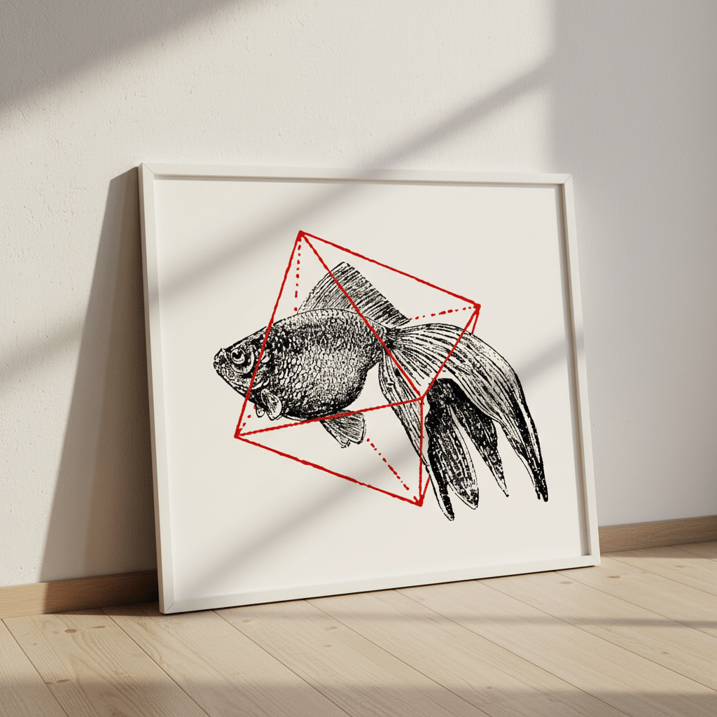 Fish in Geometrics - Goldfish by Florent Bodart wall - art - picture - poster