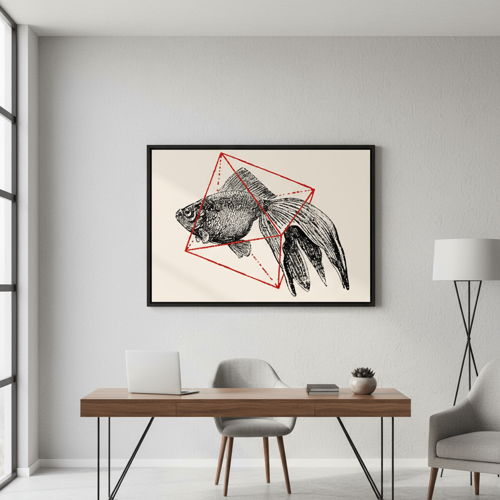 Fish in Geometrics - Goldfish by Florent Bodart wall - art - picture - poster