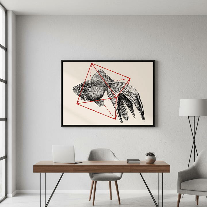 Fish in Geometrics - Goldfish by Florent Bodart wall - art - picture - poster