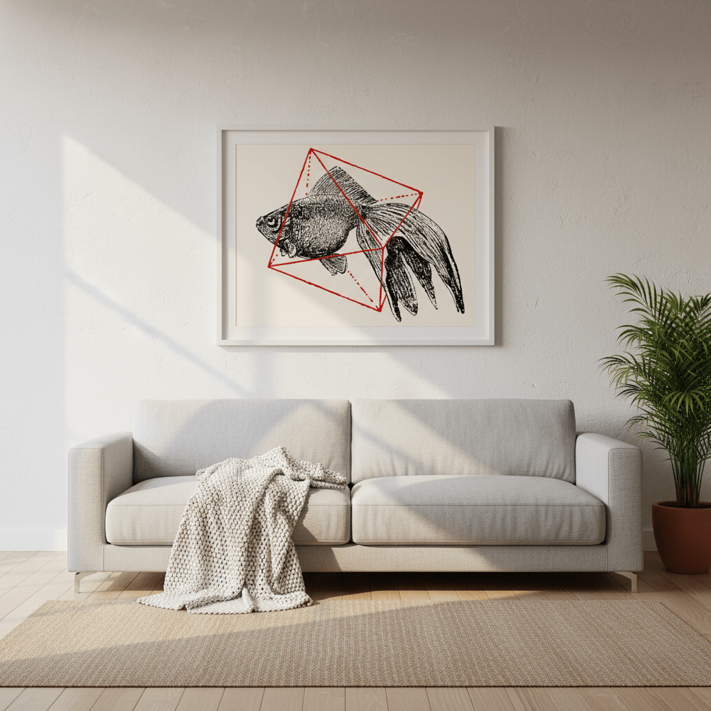 Fish in Geometrics - Goldfish by Florent Bodart wall - art - picture - poster