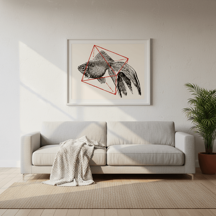 Fish in Geometrics - Goldfish by Florent Bodart wall - art - picture - poster