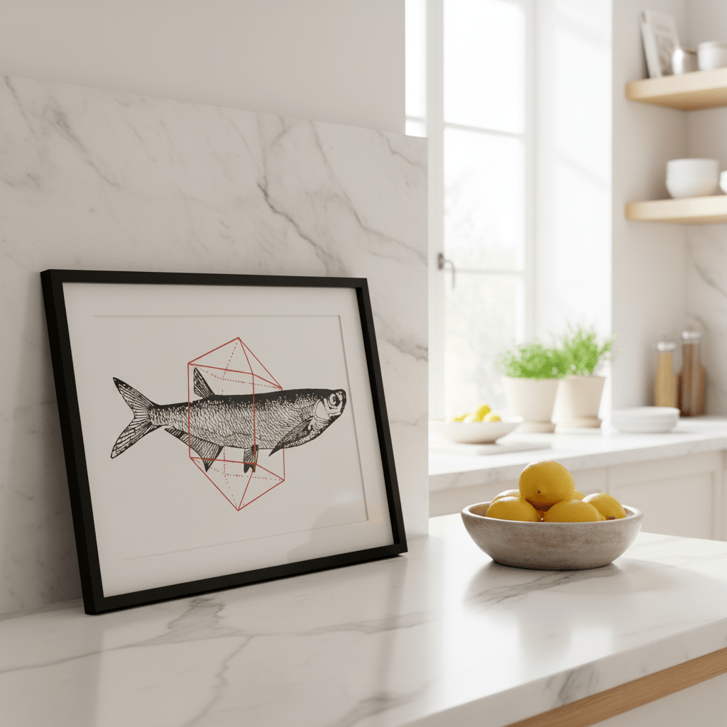 Fish in Geometrics - Herring by Florent Bodart wall - art - picture - poster