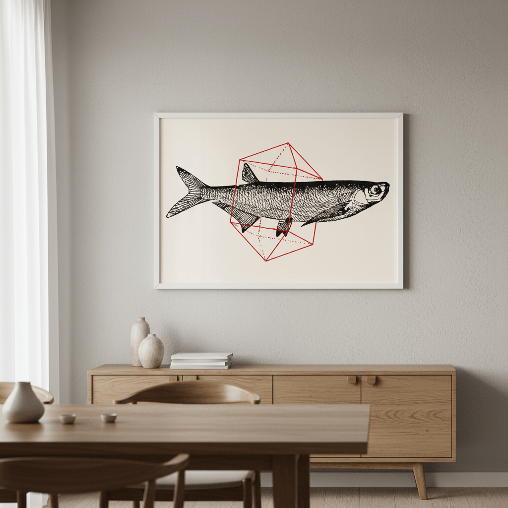 Fish in Geometrics - Herring by Florent Bodart wall - art - picture - poster