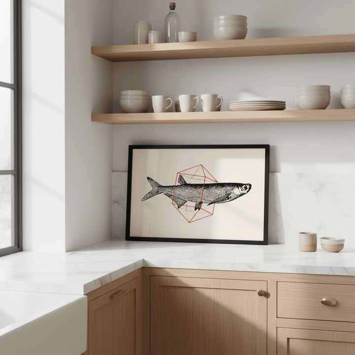 Fish in Geometrics - Herring by Florent Bodart wall - art - picture - poster