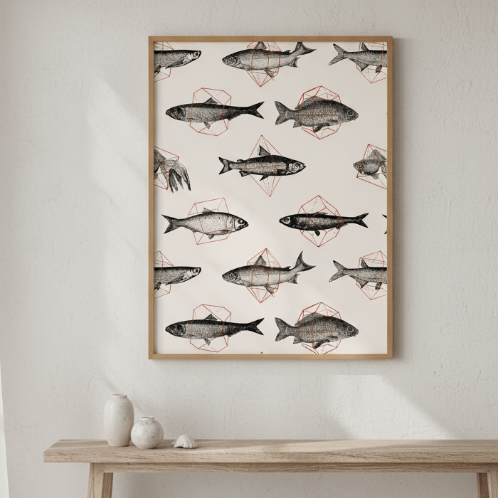 Fishes in Geometrics I by Florent Bodart wall - art - picture - poster
