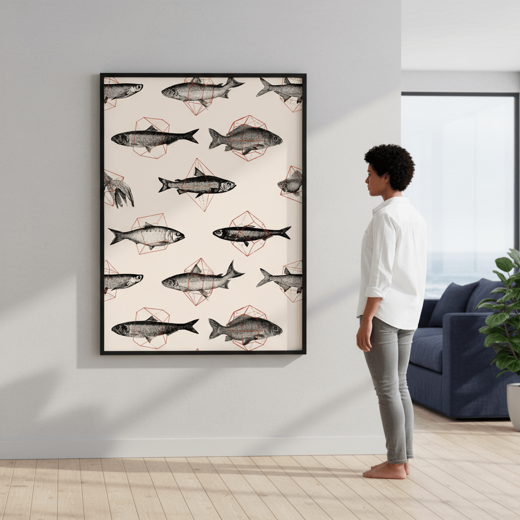 Fishes in Geometrics I by Florent Bodart wall - art - picture - poster