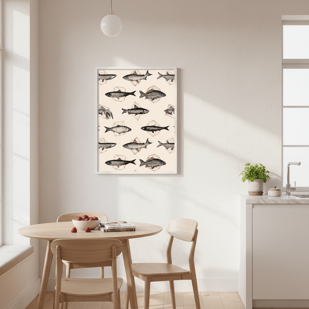 Fishes in Geometrics I by Florent Bodart wall - art - picture - poster
