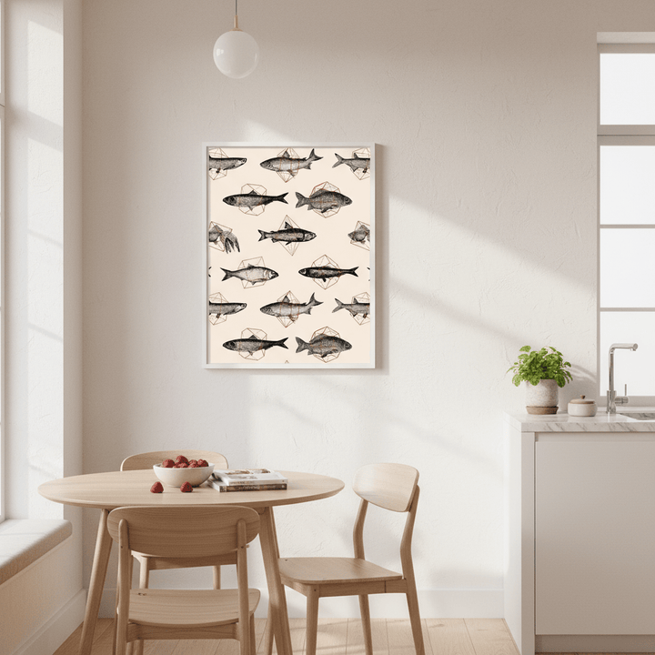 Fishes in Geometrics I by Florent Bodart wall - art - picture - poster