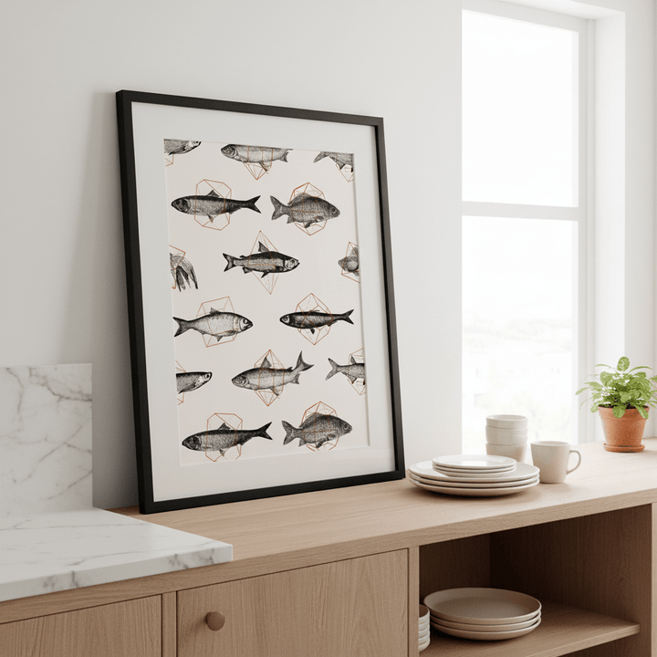 Fishes in Geometrics I by Florent Bodart wall - art - picture - poster