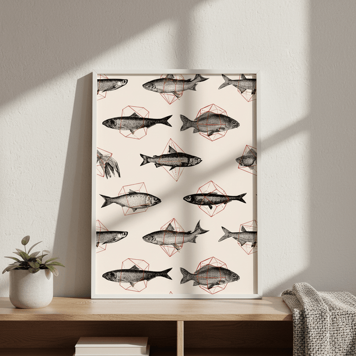Fishes in Geometrics I by Florent Bodart wall - art - picture - poster