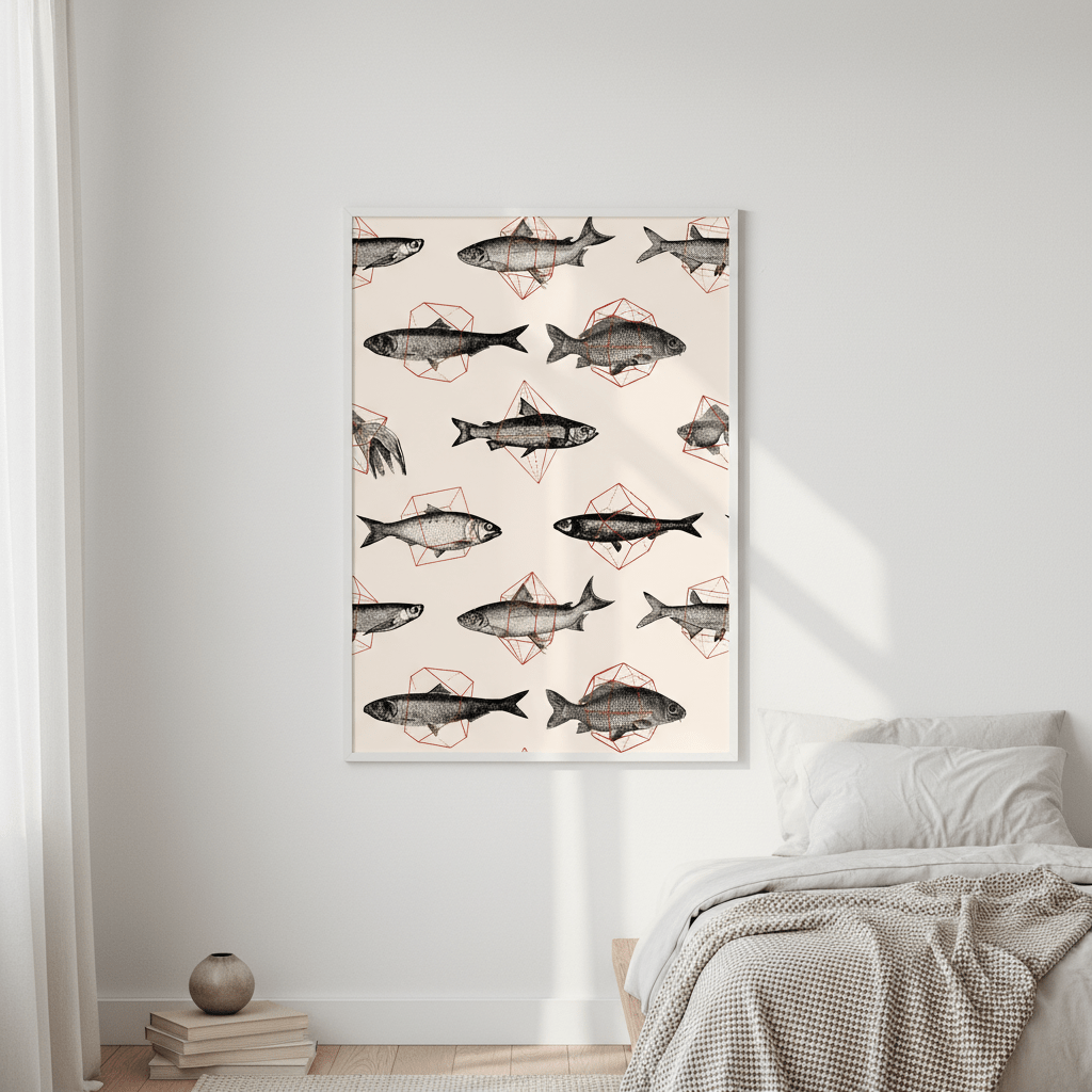 Fishes in Geometrics I by Florent Bodart wall - art - picture - poster