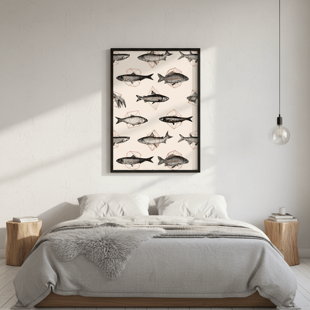 Fishes in Geometrics I by Florent Bodart wall - art - picture - poster