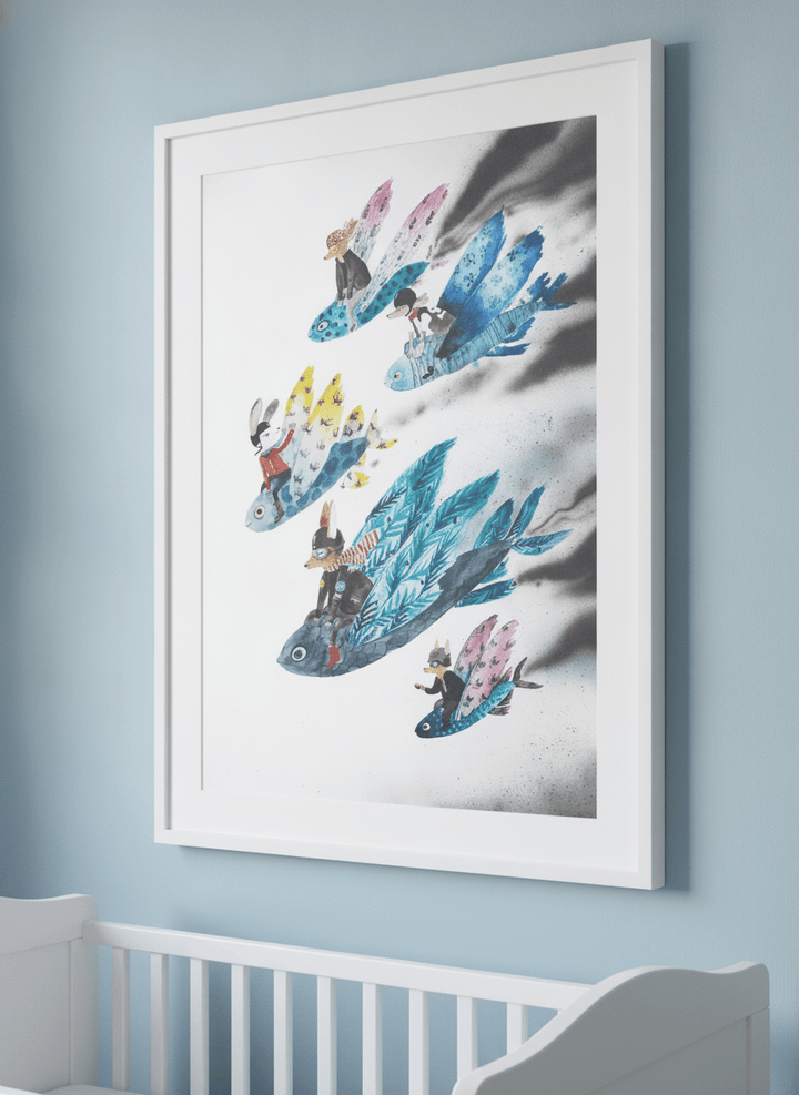 Soft neutral wall art styled in a serene nursery with pastel tones