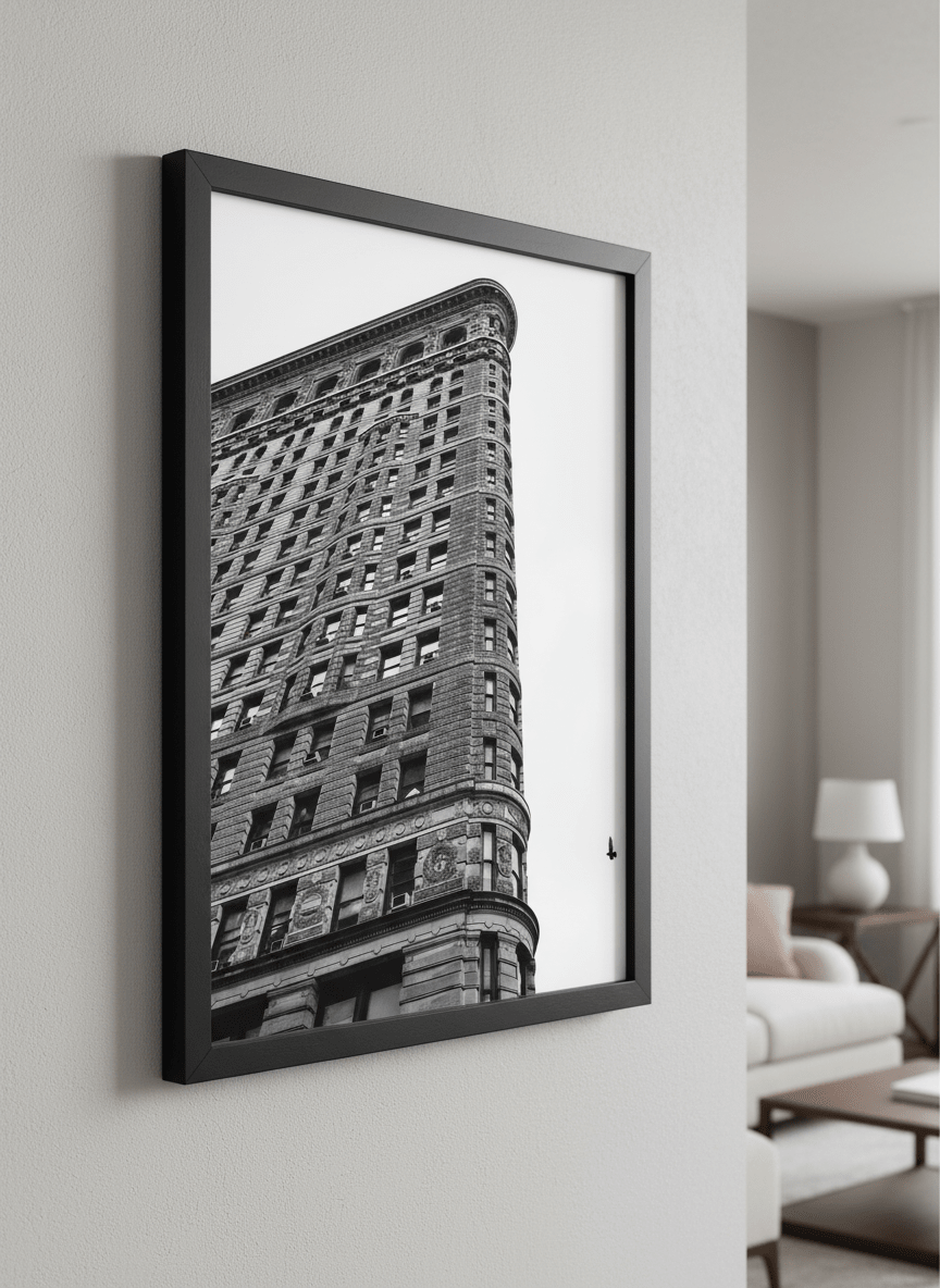 Modern wall art styled above a sofa in a neutral living room