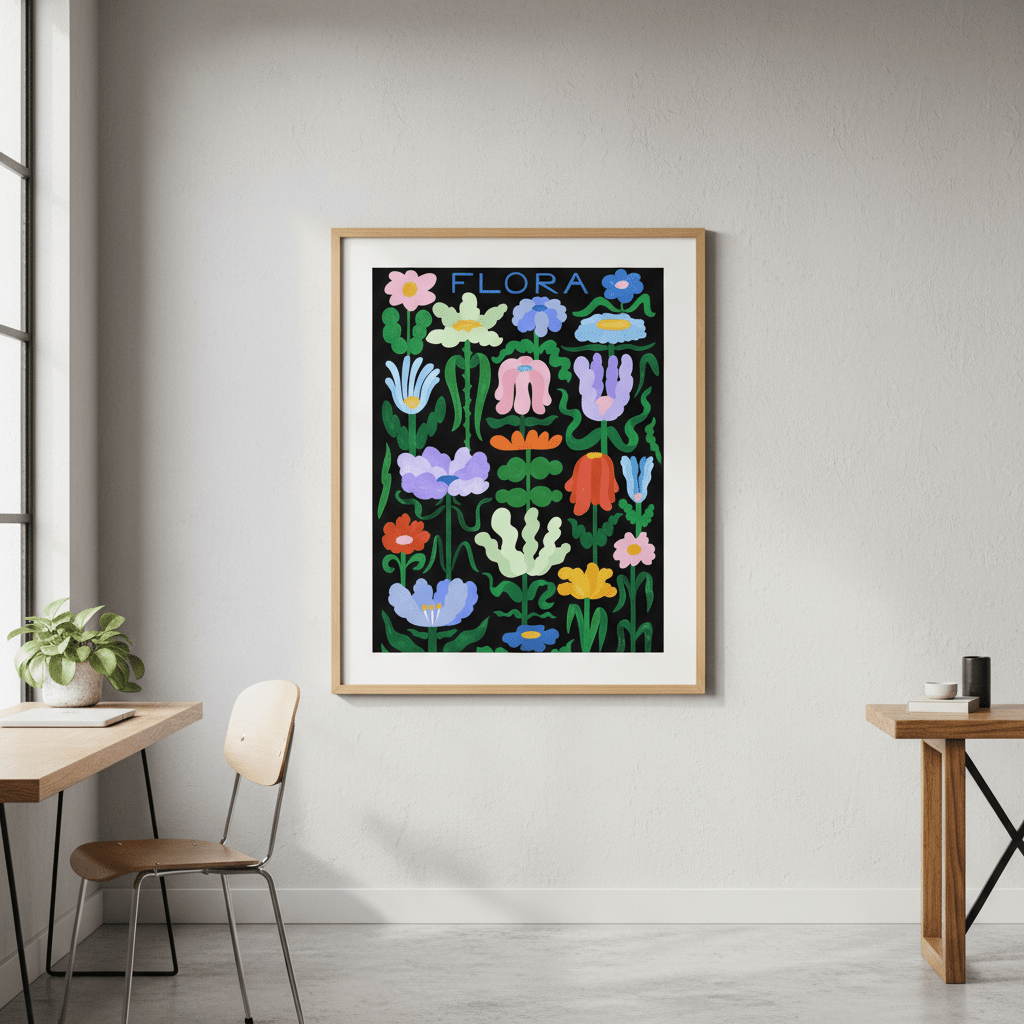 Flora on Black by Manne Jalilian wall - art - picture - poster