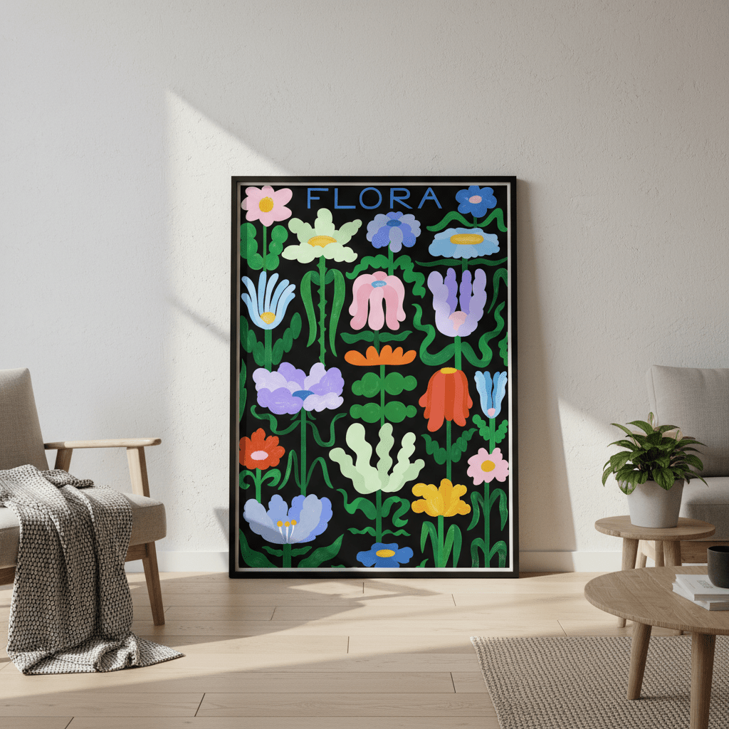 Flora on Black by Manne Jalilian wall - art - picture - poster