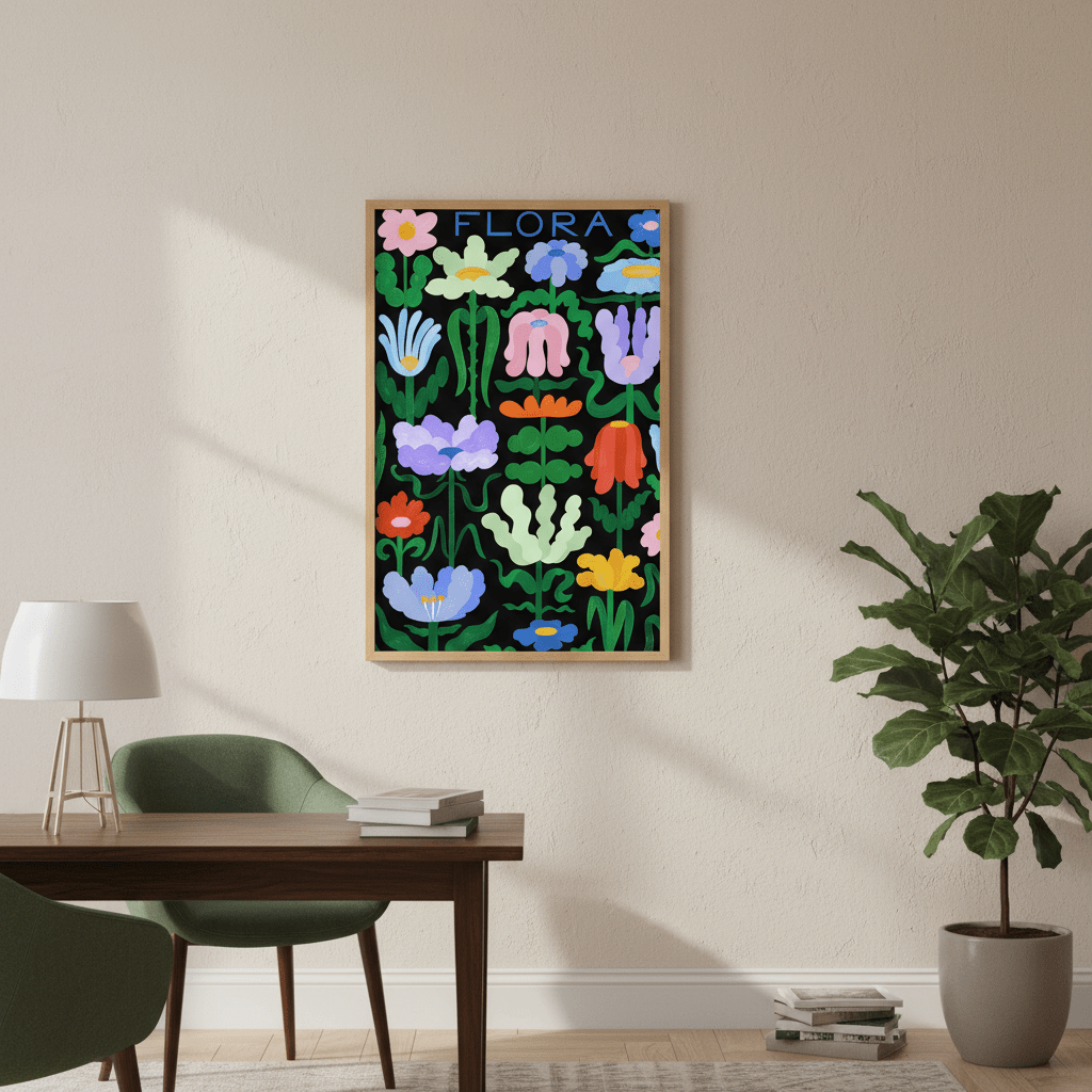 Flora on Black by Manne Jalilian wall - art - picture - poster