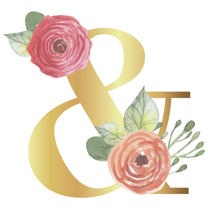 Floral Gold Initial Wall Decal - Girls wall - art - picture - poster