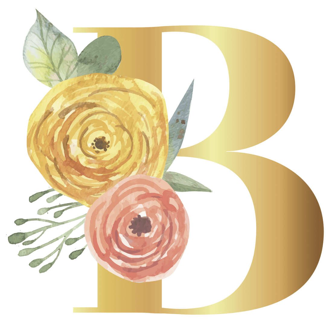 Floral Gold Initial Wall Decal - Girls wall - art - picture - poster