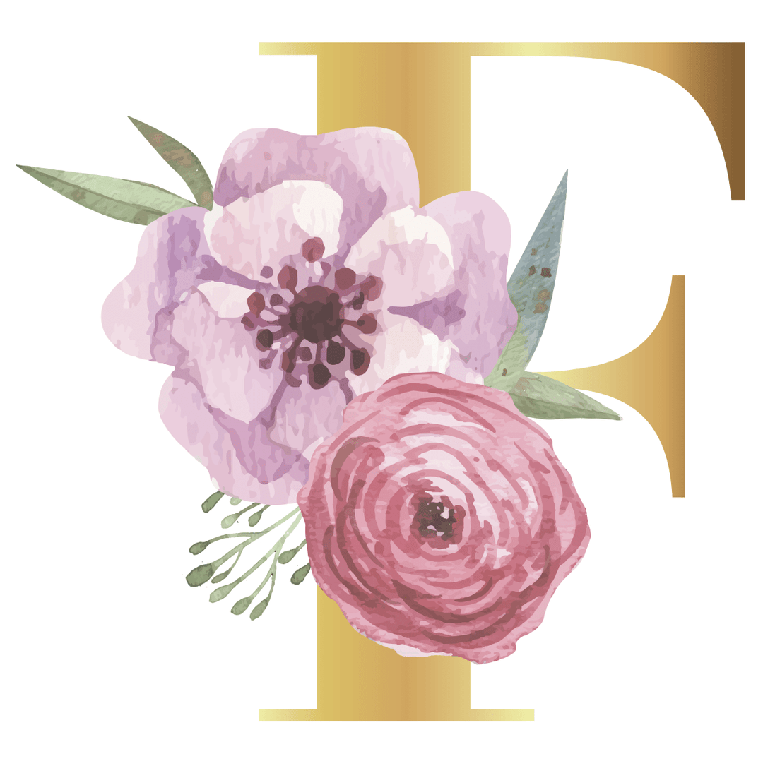 Floral Gold Initial Wall Decal - Girls wall - art - picture - poster