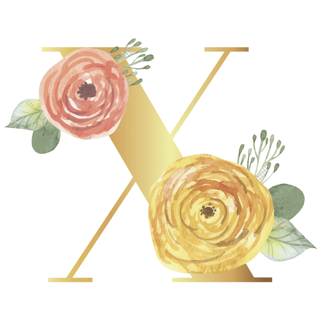 Floral Gold Initial Wall Decal - Girls wall - art - picture - poster