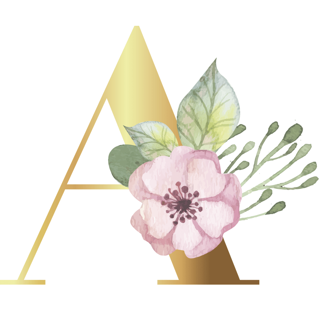 Floral Gold Initial Wall Decal - Girls wall - art - picture - poster