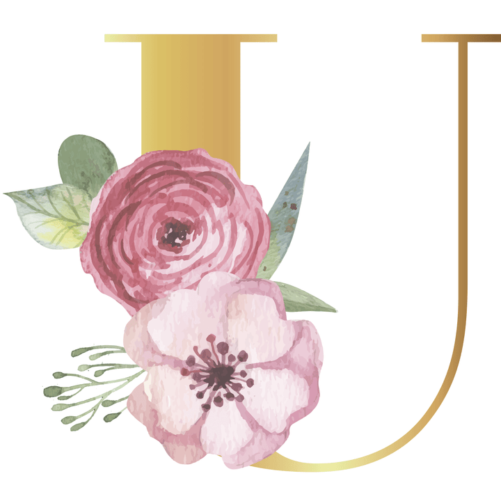 Floral Gold Initial Wall Decal - Girls wall - art - picture - poster