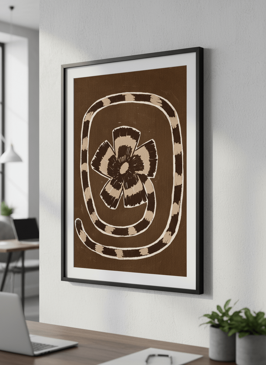 Contemporary wall art featured in a bright modern office workspace