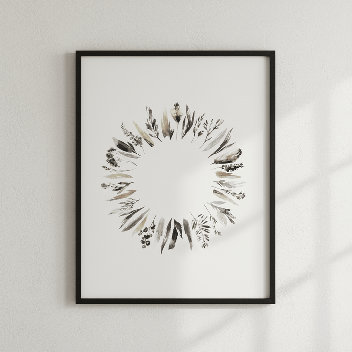 Floral Wreath by Deer Muskeeter wall - art - picture - poster