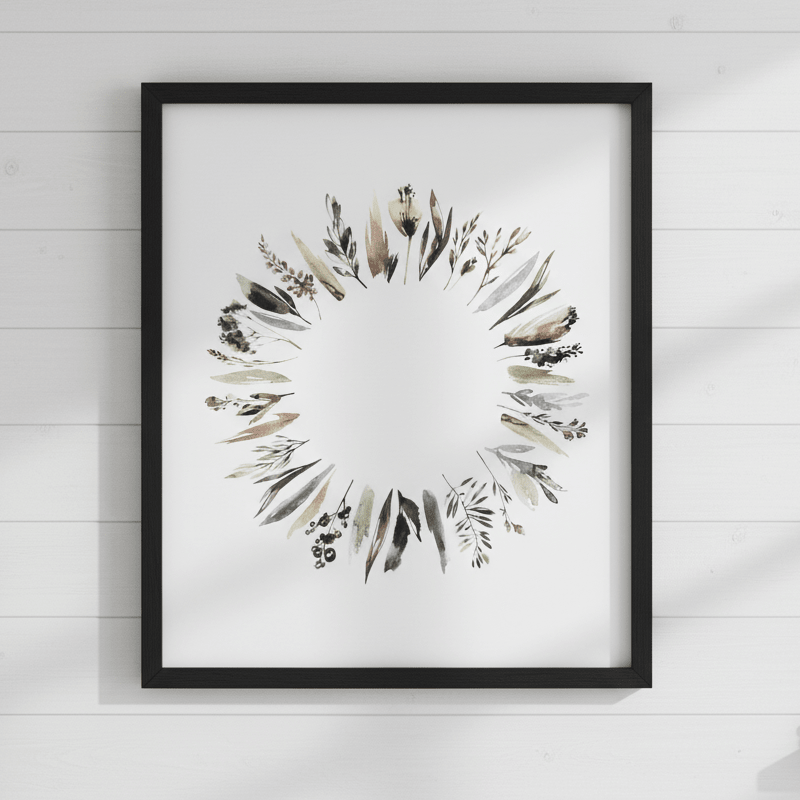 Floral Wreath by Deer Muskeeter wall - art - picture - poster