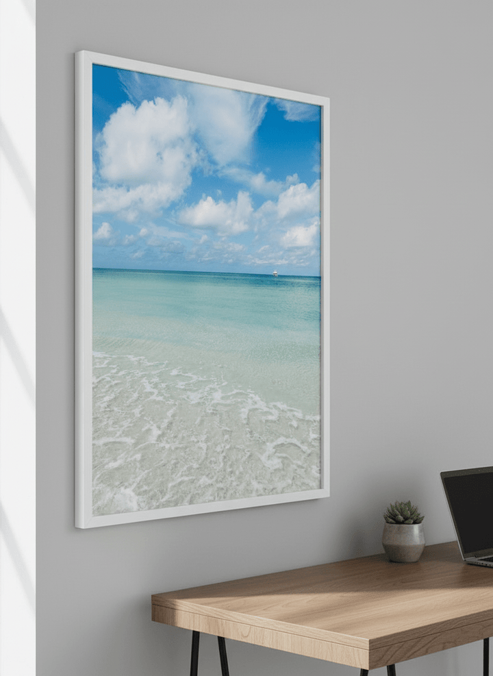 Contemporary wall art featured in a bright modern office workspace