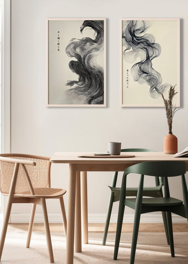 Flow of Japanese Ink Whispers Pair