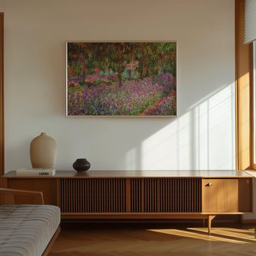 Flowers Garden Print by Monet,livingroom,timber border