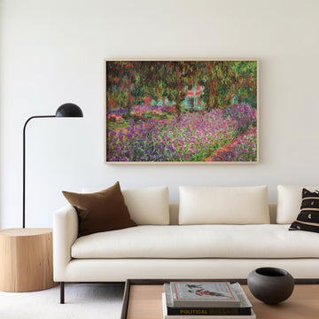 Flowers Garden Print by Monet,livingroom,timber border