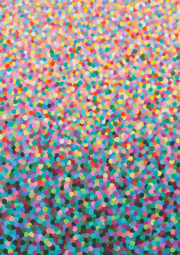 Multicolored polka dot pattern framed