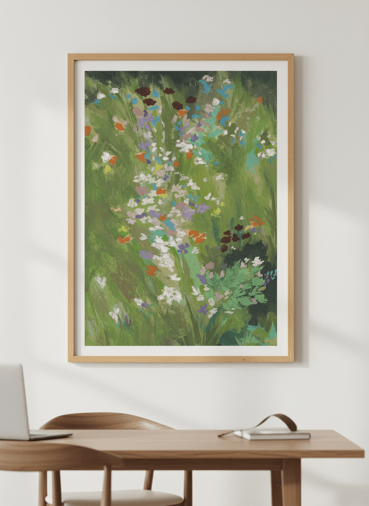 Contemporary wall art featured in a bright modern office workspace