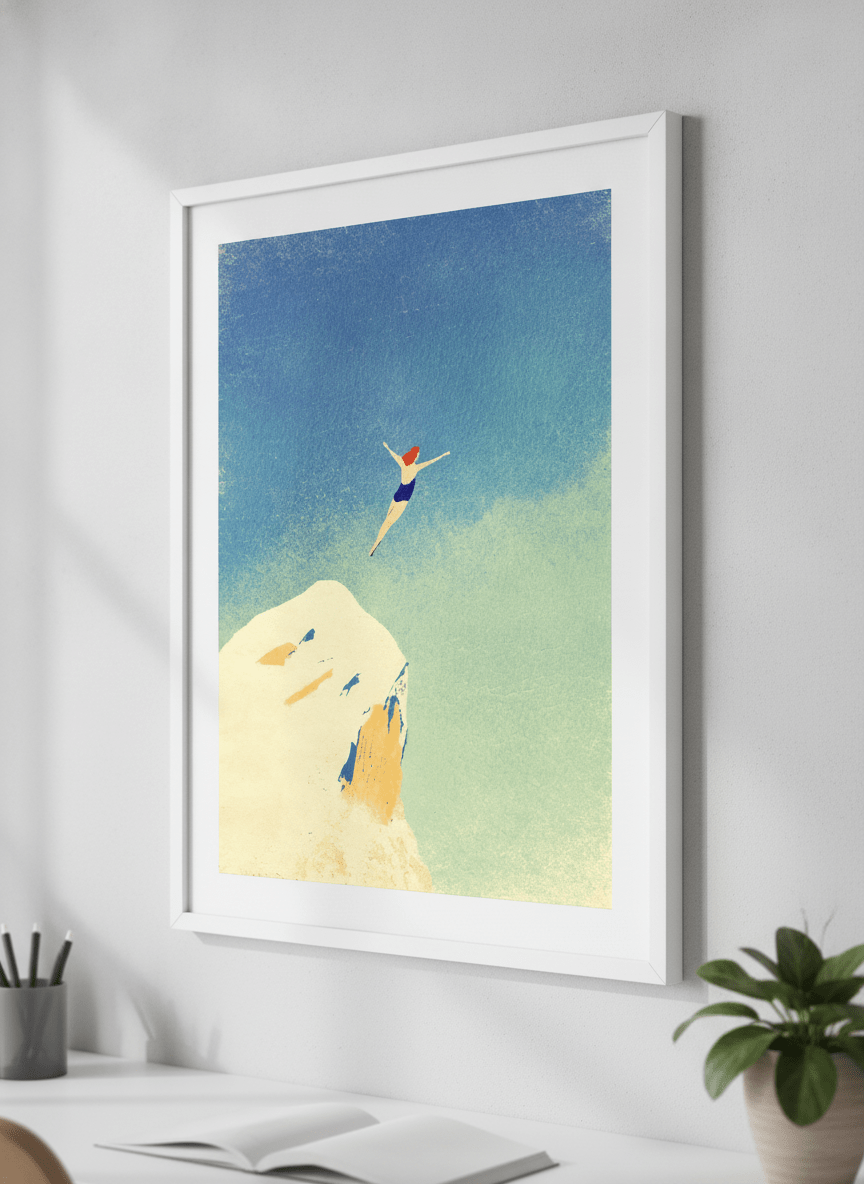 Contemporary wall art featured in a bright modern office workspace