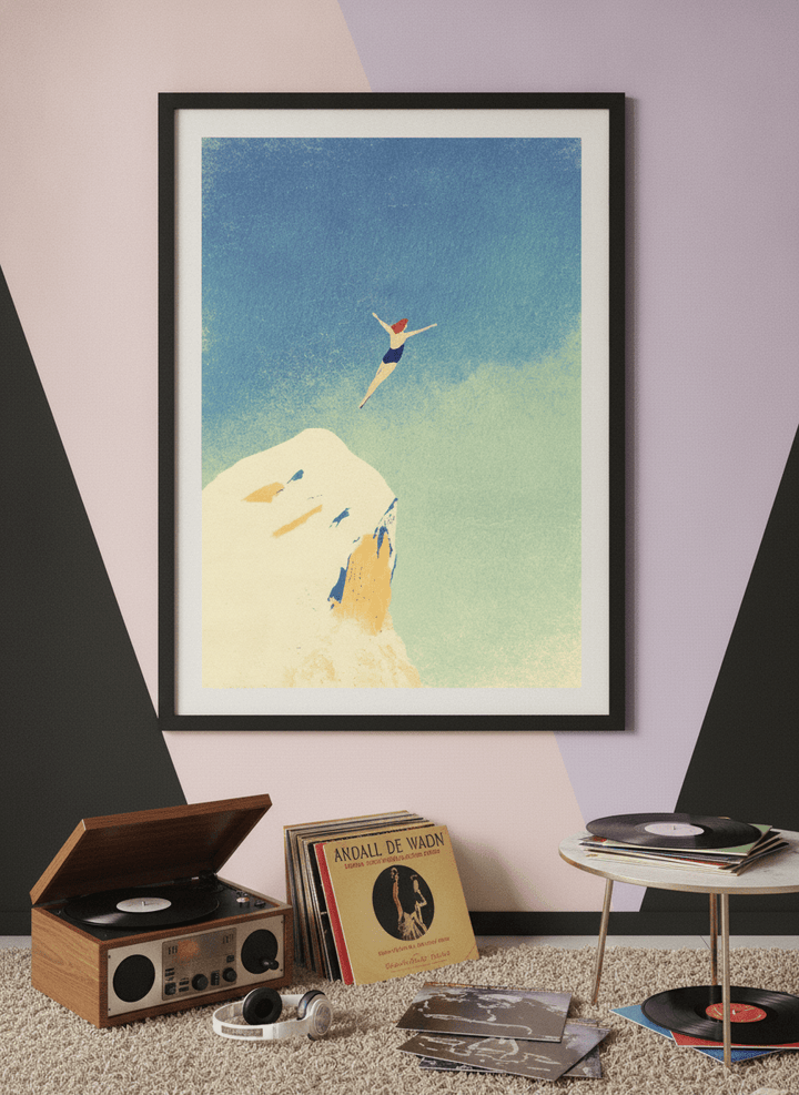 Bold wall art styled in a colourful, eclectic modern home