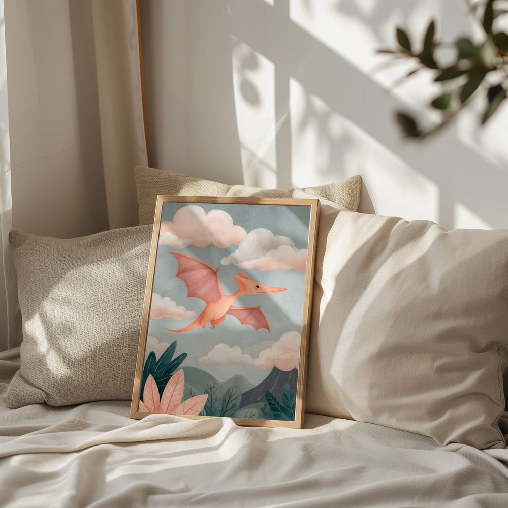 Flying Dinosaur Kids Nursery Children's Print wall - art - picture - poster