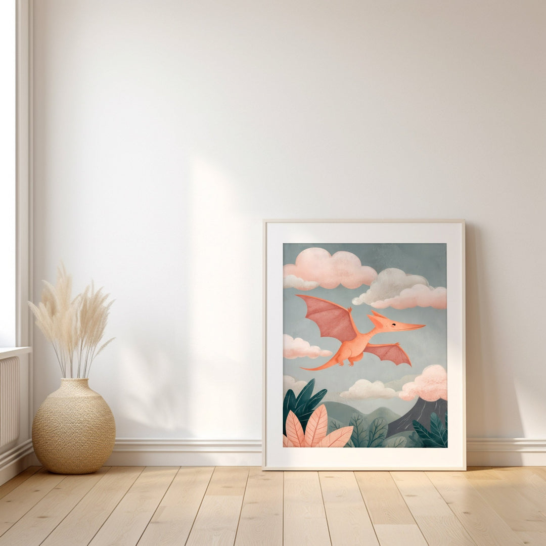 Flying Dinosaur Kids Nursery Children's Print wall - art - picture - poster