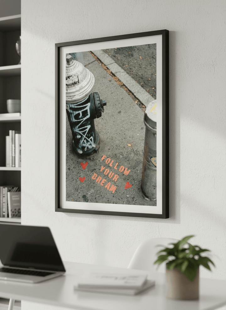 Contemporary wall art featured in a bright modern office workspace