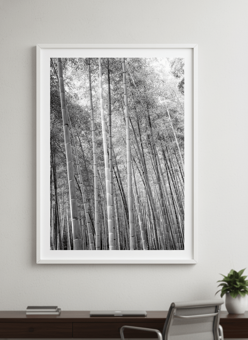 Contemporary wall art featured in a bright modern office workspace