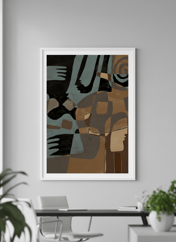 Contemporary wall art featured in a bright modern office workspace