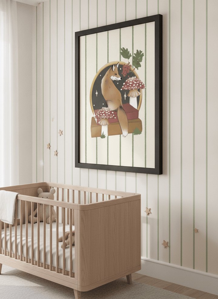 Soft neutral wall art styled in a serene nursery with pastel tones