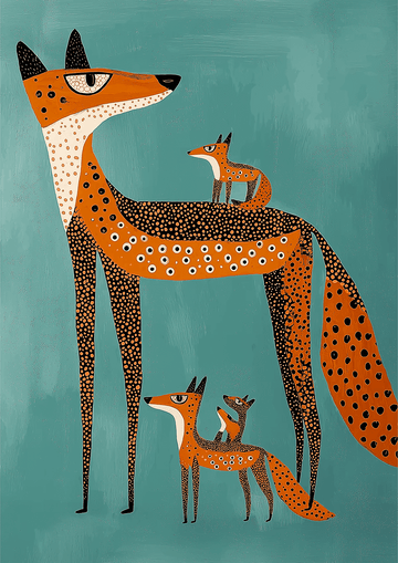 Fox Family Kids Art Print - Style My Wall,frame