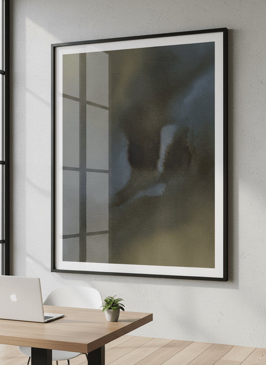 Contemporary wall art featured in a bright modern office workspace