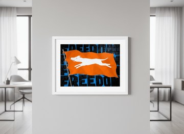 Contemporary wall art featured in a bright modern office workspace
