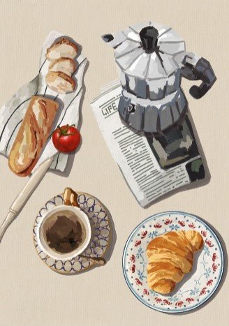 French Breakfast Kitchen Decor Wall Art